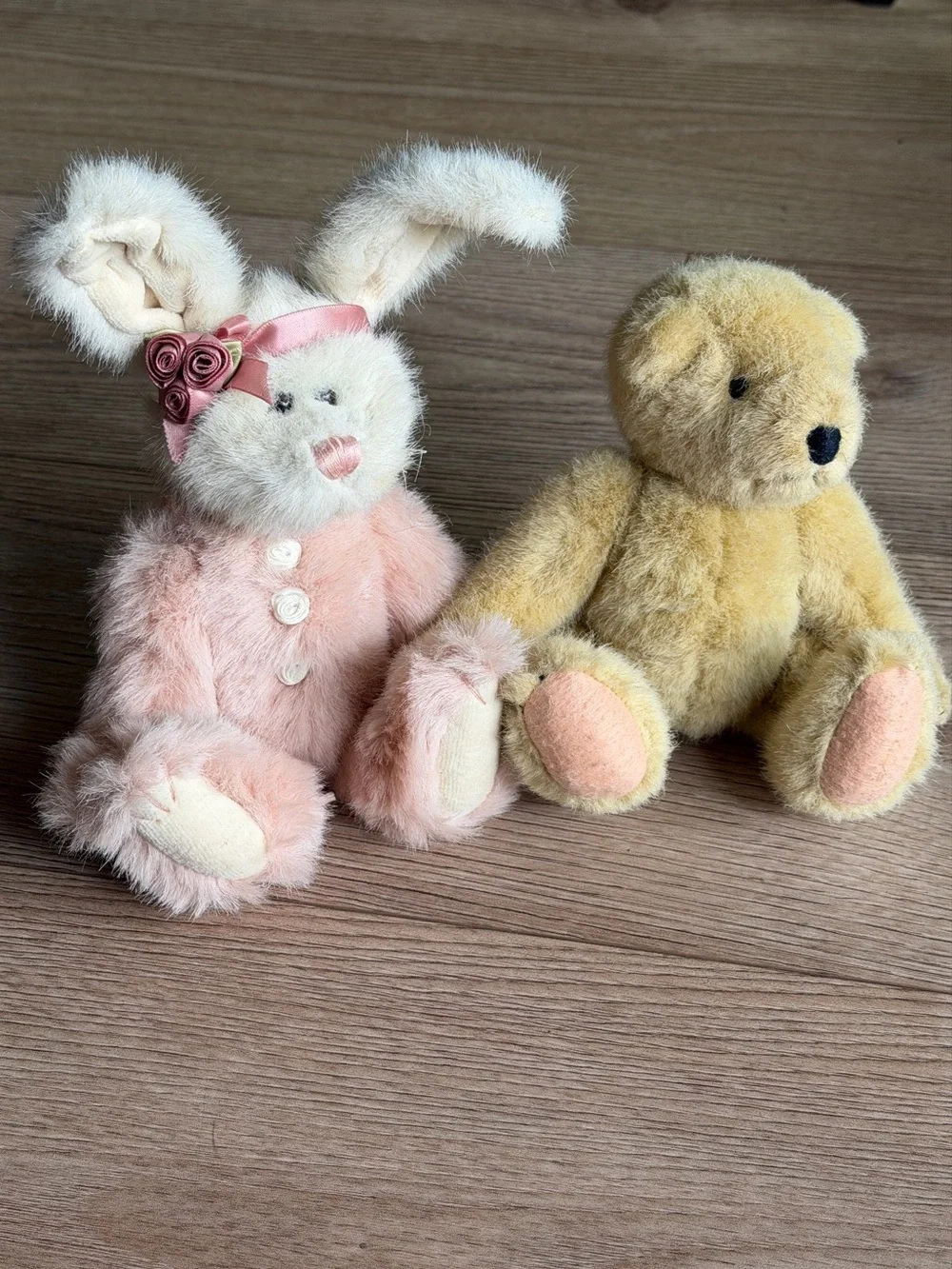 Plush Pink Bunny and Mint Bow Bear Pair - Kids Accessories